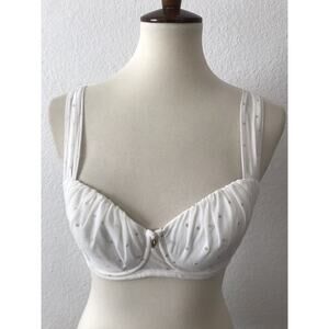 Victoria's Secret Lingerie Women Sz 34C Bra Pleated Polka Dot Underwire Padded